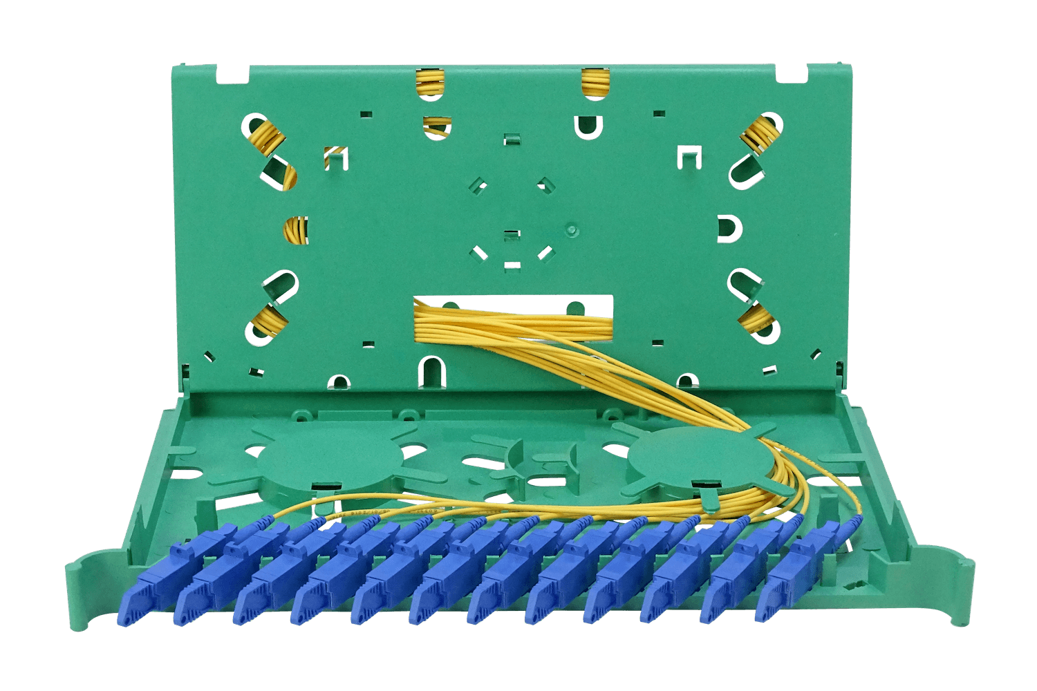 Bandeja 12-E2000/UPC p/Cabecera tipo ODF incluye pigtails-SM y coplas 4