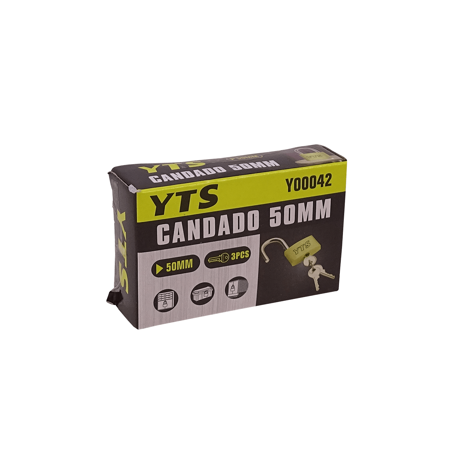 Candado YTS CANDADO-50 50mm con 3 Llaves Arco 28mm Acero Resistente 1