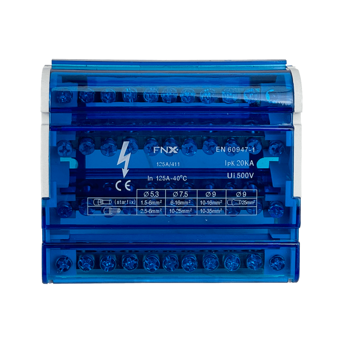 LEXO 4x11-Polos Repartidor Tetrapolar 125A 40ºC 500V 1,5-35mm2 3