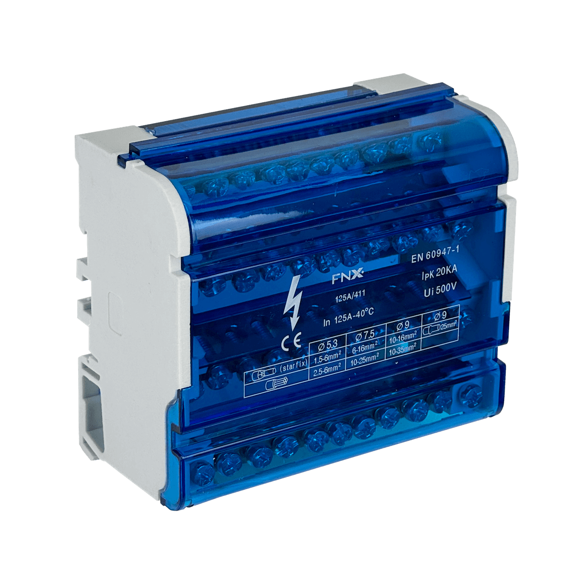 LEXO 4x11-Polos Repartidor Tetrapolar 125A 40ºC 500V 1,5-35mm2 6
