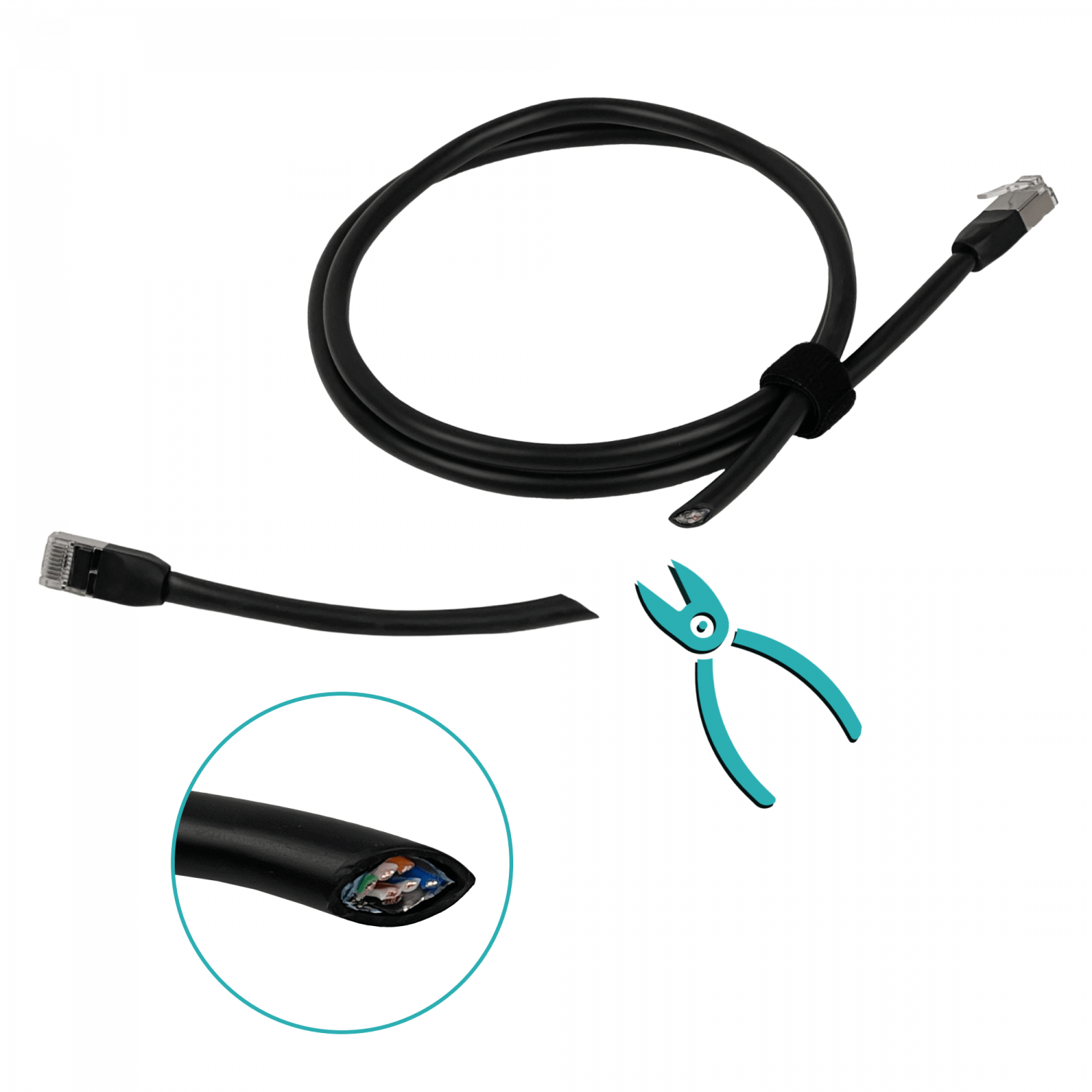 Cable Exterior Cat5e Ubiquiti F/UTP Negro 1m   3