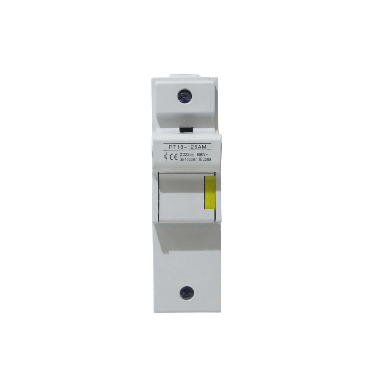 1x125A 22x58mm 690V Base p/Fusible Cilindrico en Riel Din RT18-125AM 5