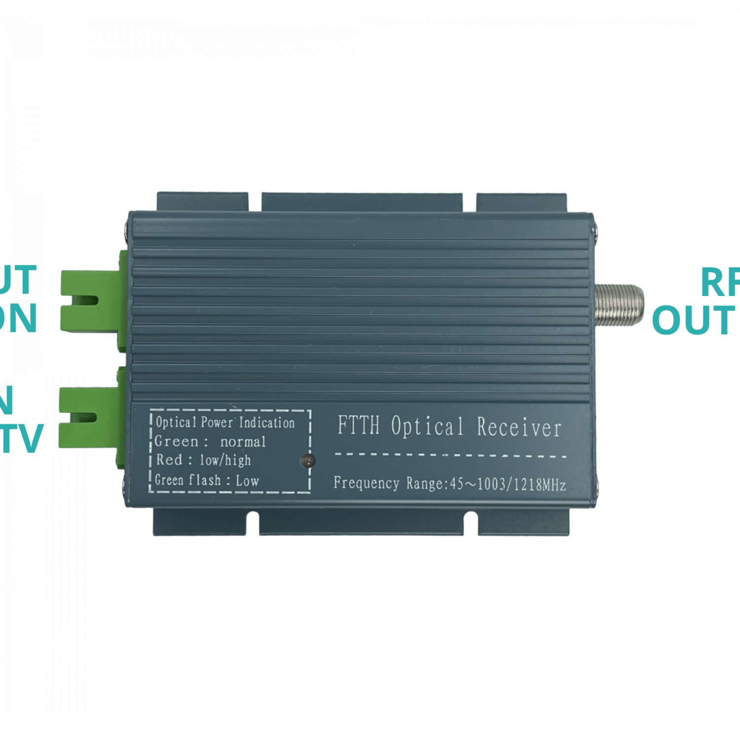 Receptor FTTH Activo, SC/APC F-Hembra, 1270-1577nm, 47-1002MHz, Requiere 12V 1