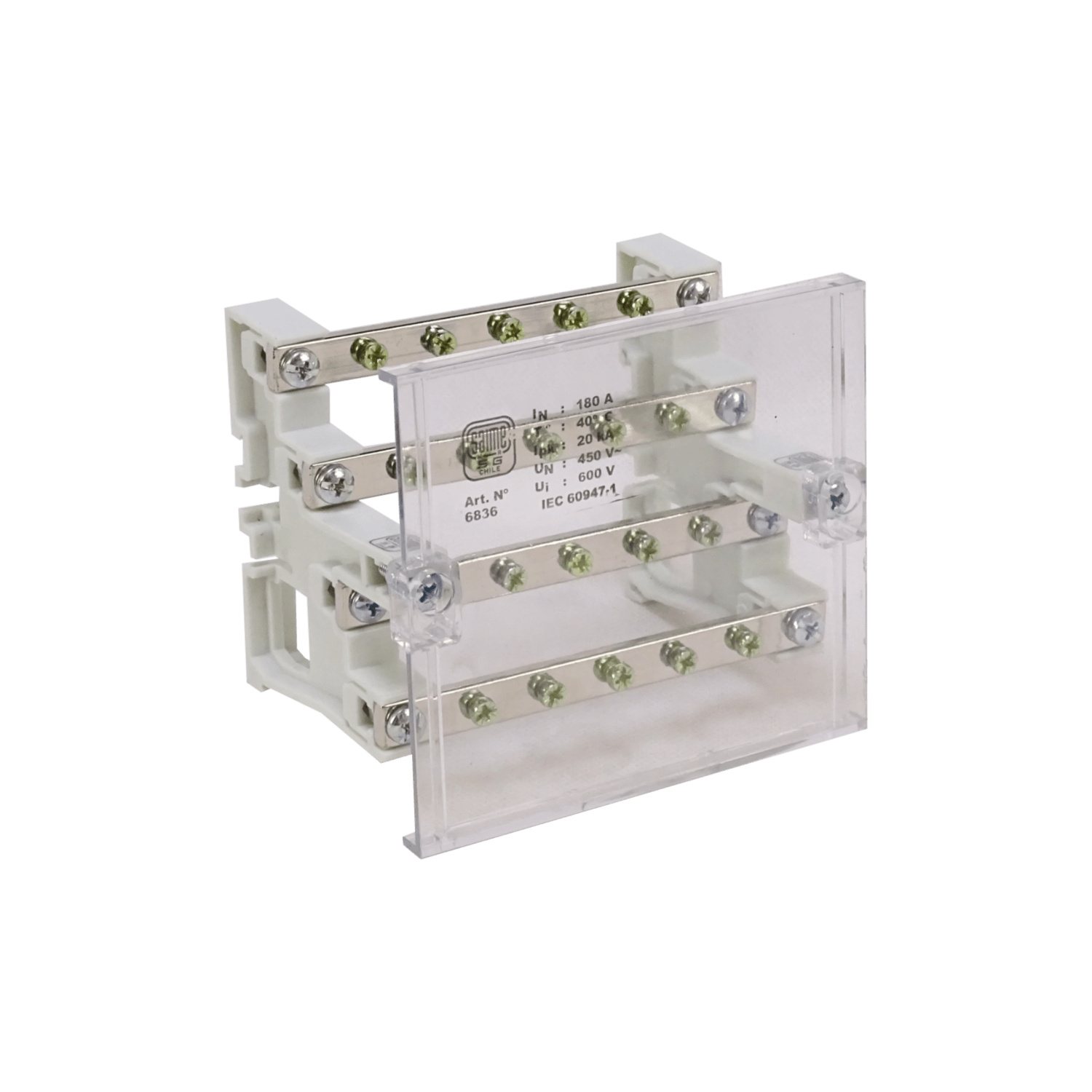 GC 4x5-Polos Repartidor Tetrapolar 180A 40ºC 4