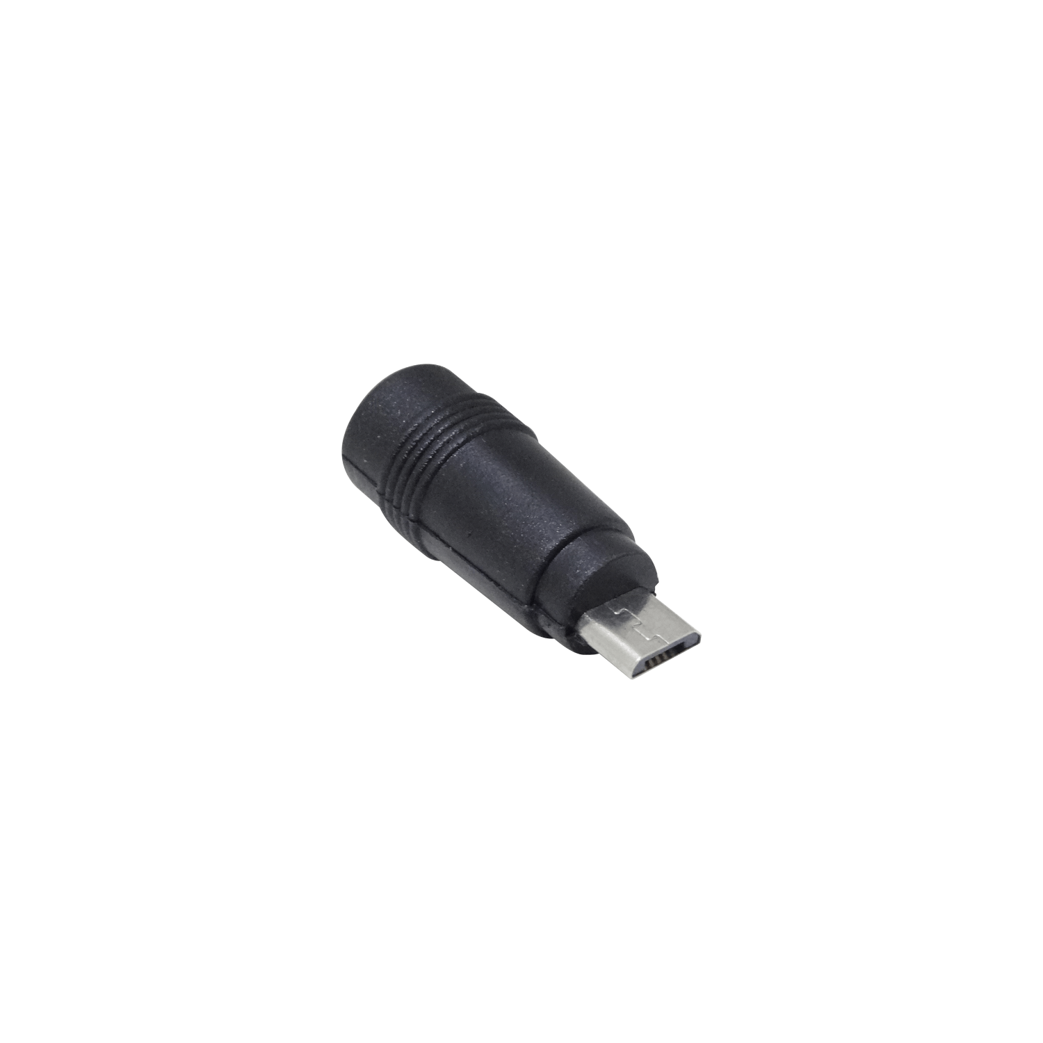Adaptador USB-Micro-M Plug-5,5x2,1mm-Hembra Negro Largo-34mm 2