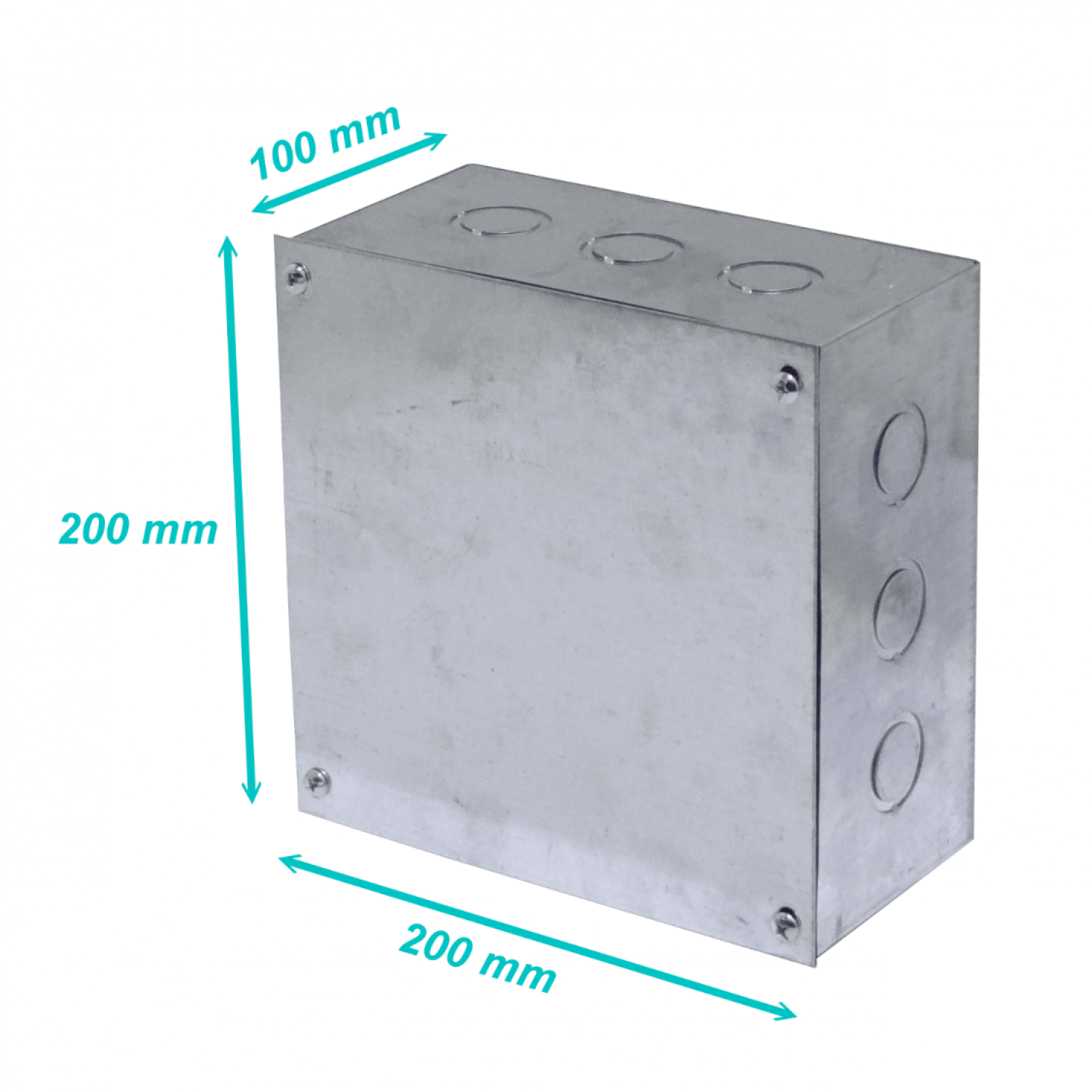 B22 Caja 200x200x100mm c/Tapa-205x205mm Zincada Metalica 3