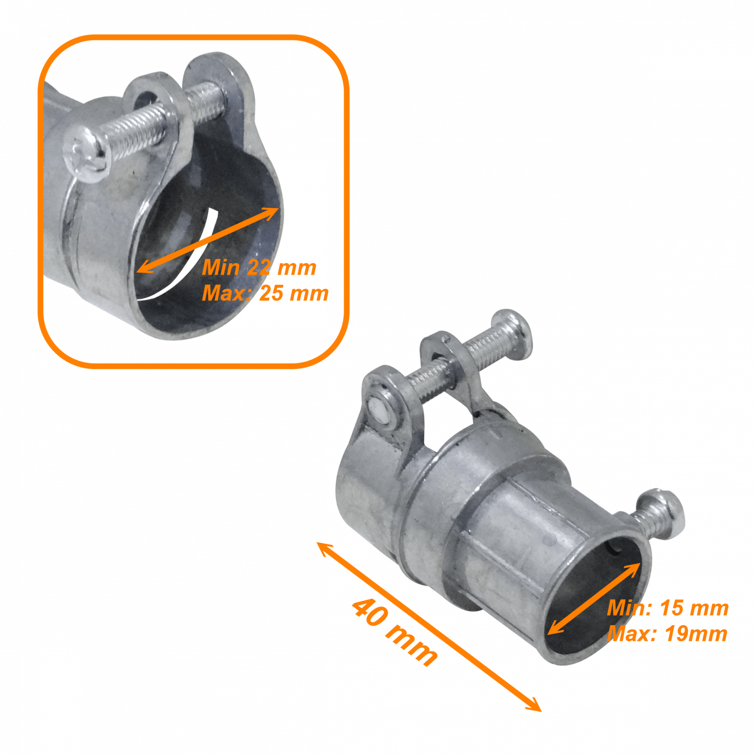 1/2-Pulg Union EMT a Flexible Conduit Adaptador Metalico 15-19/22-25mm 2