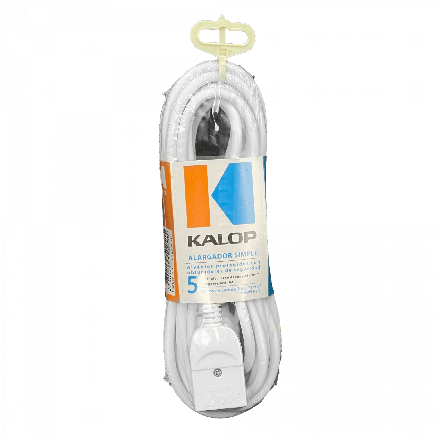 KALOP 5mt Blanco Alargador 3x0,75mm 6A Enchufe-Chileno H05VV-F 2