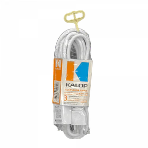 KALOP 3mt Blanco Alargador 3x0,75mm 6A Enchufe-Chileno H05VV-F