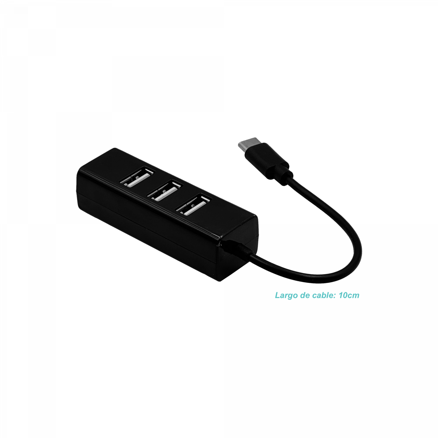 Hub USB 4 puertos USB2.0 conector USB-C cable 10cm 1