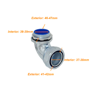 Metalico 50mm Codo Prensa Estopa para Flexible Aislacion IP65
