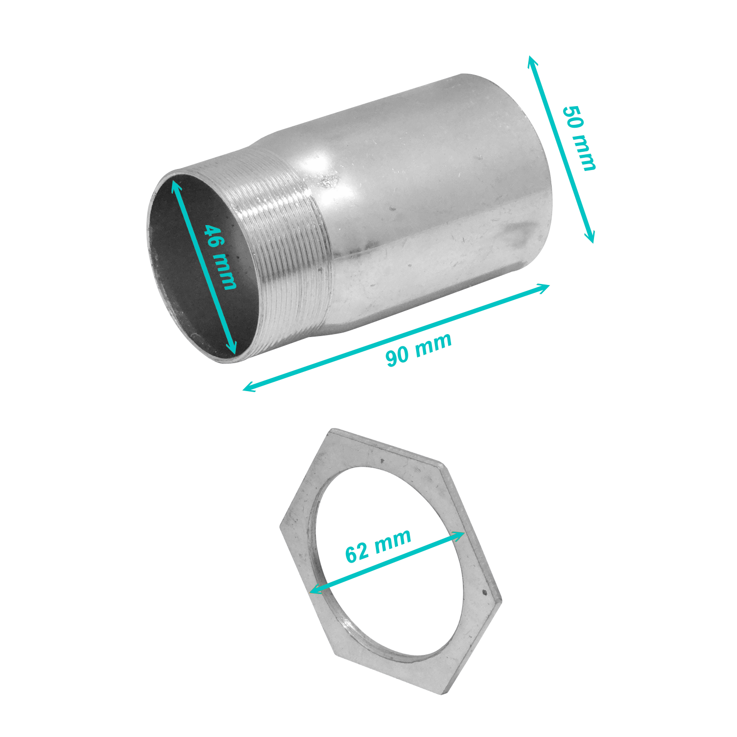 Salida con hilo Linkchip EMT50 SA 50mm para conduit rigido metalico largo 9cm 2