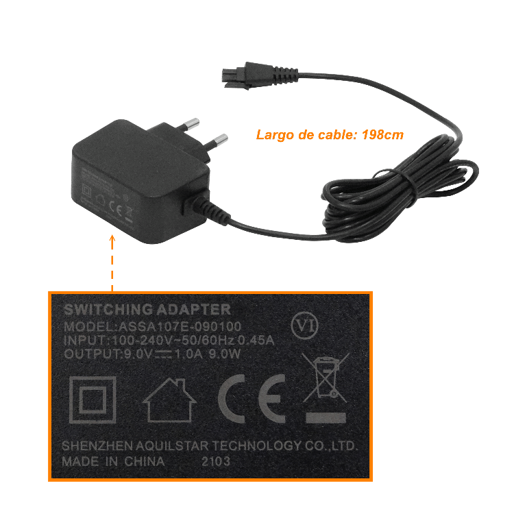 Fuente de Poder 9VDC 1A Plug Microfit 2x2, Interior Switching 100-240VAC 3