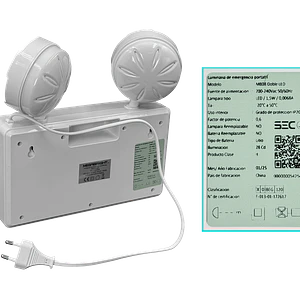 Lámpara de Emergencia MEGABRIGHT CT-1098 2-LED Recargable 220V IP20 Blanco