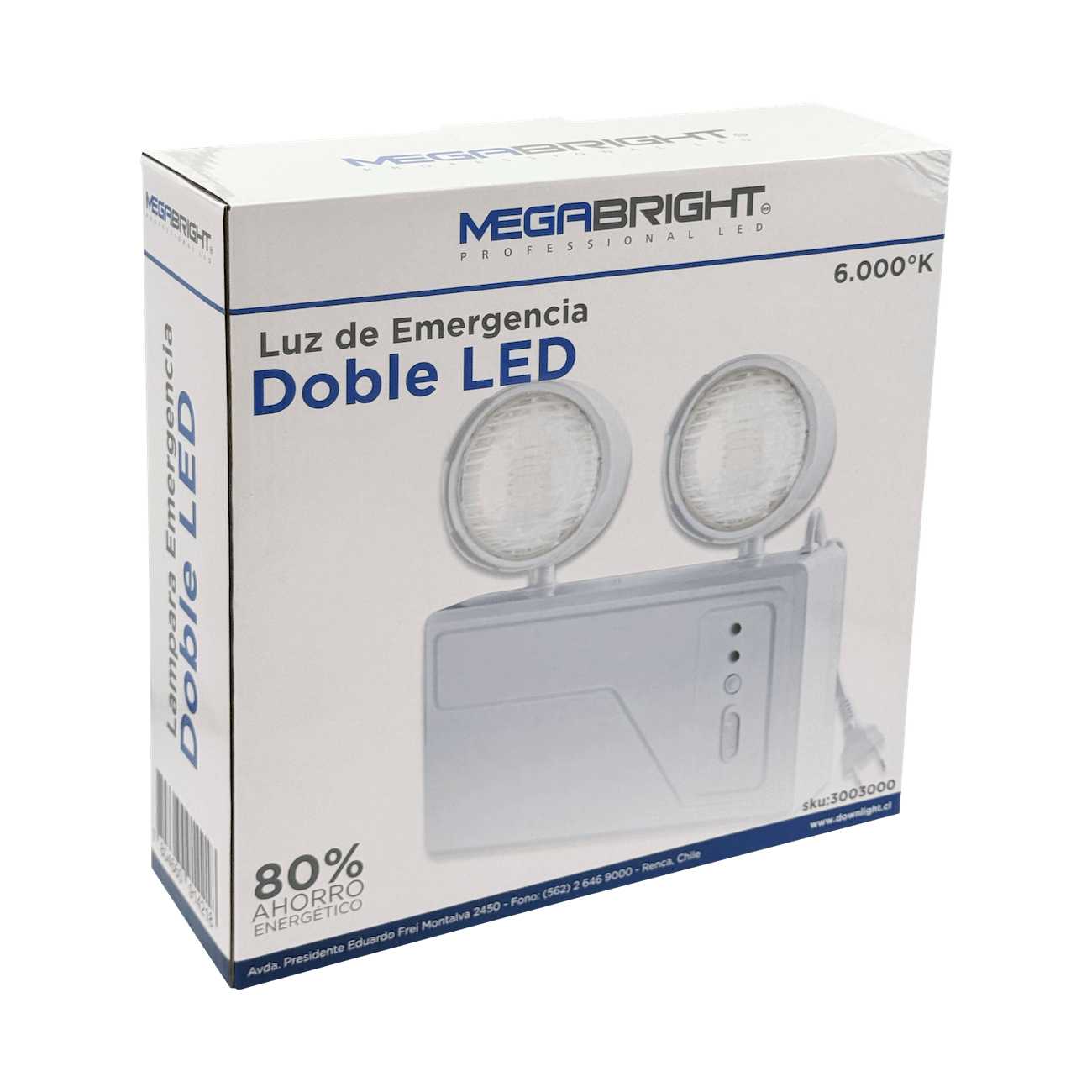 Lámpara de Emergencia MEGABRIGHT CT-1098 2-LED Recargable 220V IP20 Blanco 2