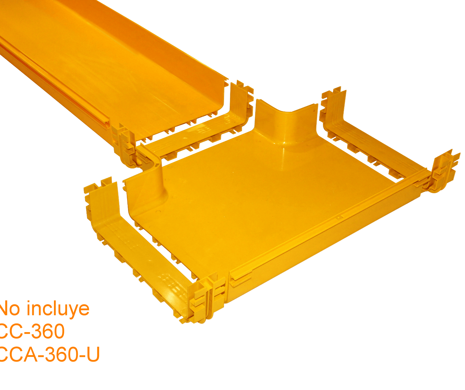 360x100mm Derivacion Horizontal Tee Amarilla PC+ABS LSZH Macho 2