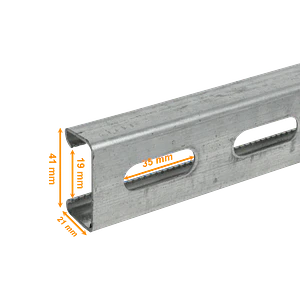 Perfil Strut 1mt 21x41x1,2mm Perforado Fierro 100cm