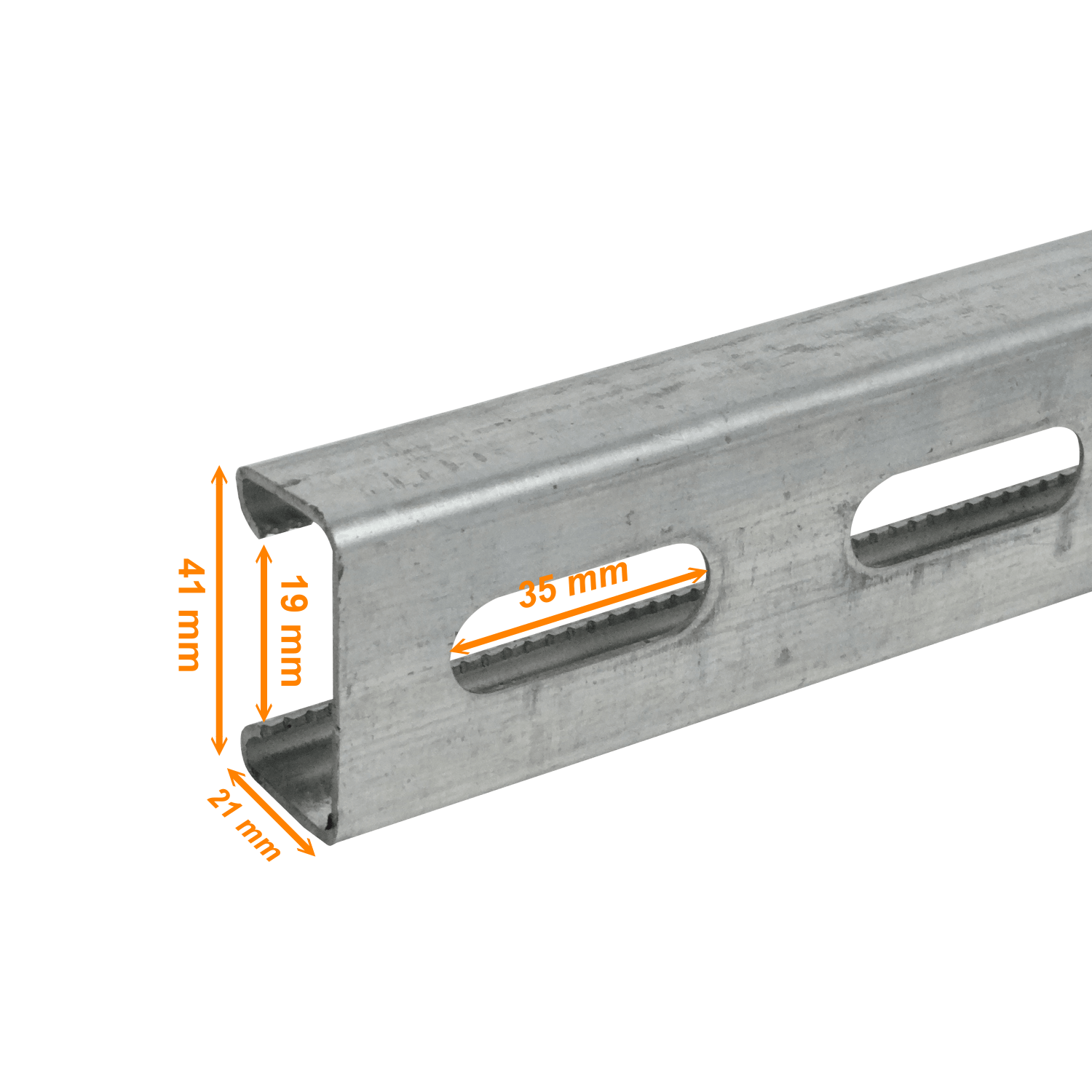 Perfil Strut 1mt 21x41x1,2mm Perforado Fierro 100cm 1