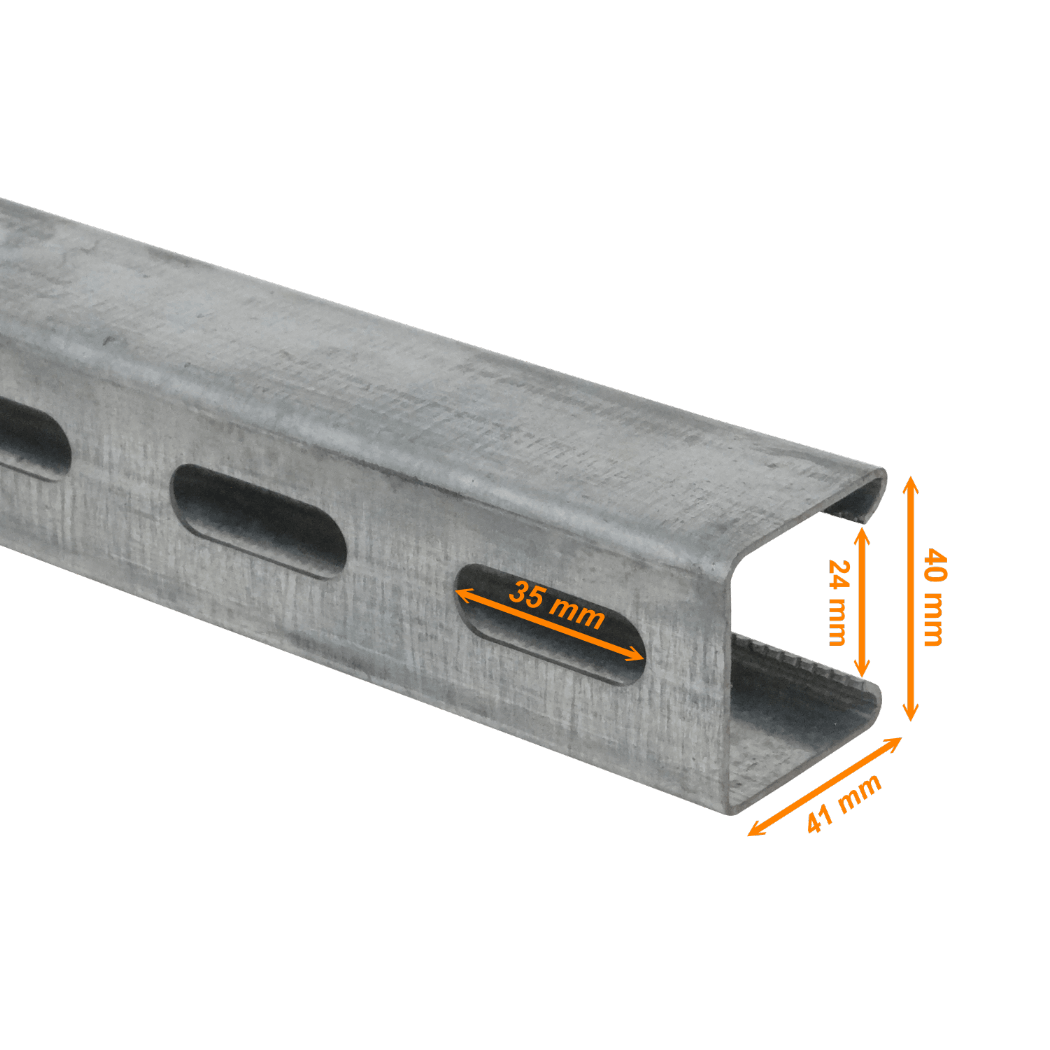 Perfil Strut 1mt 41x41x1,2mm Perforado Fierro 100cm 1