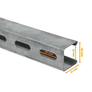 Perfil Strut 1mt 41x41x1,2mm Perforado Fierro 100cm