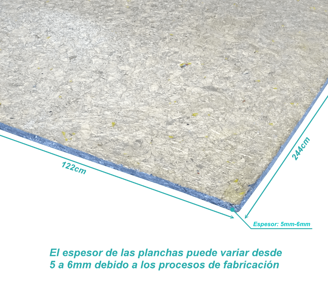 TECAPLAK 5mm-6mm impermeable Polialuminio Reciclado 1,22x2,44m Plancha 1