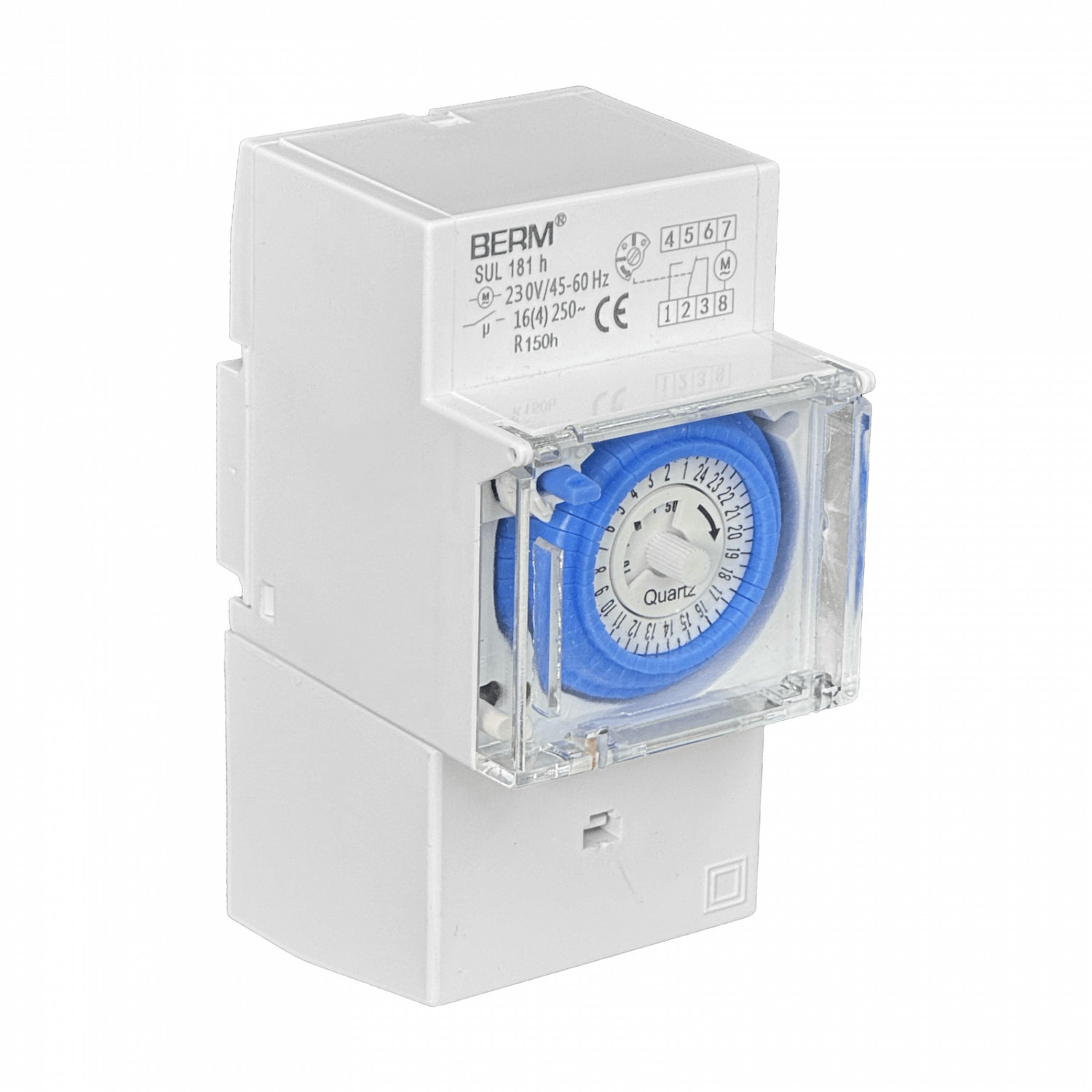 Riel-Din Temporizador Mecanico 220VAC 16A 50-60Hz 3500W 24hrs SUL 181h 2