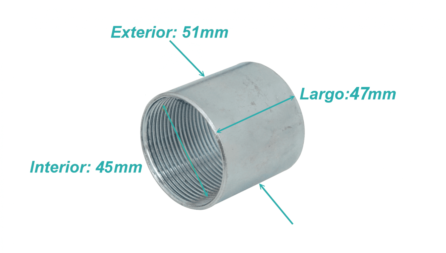 IMC 1-1/2-Pulg Copla Largo-48mm Hilo Interno 45/51mm-Diam-int/ext 1