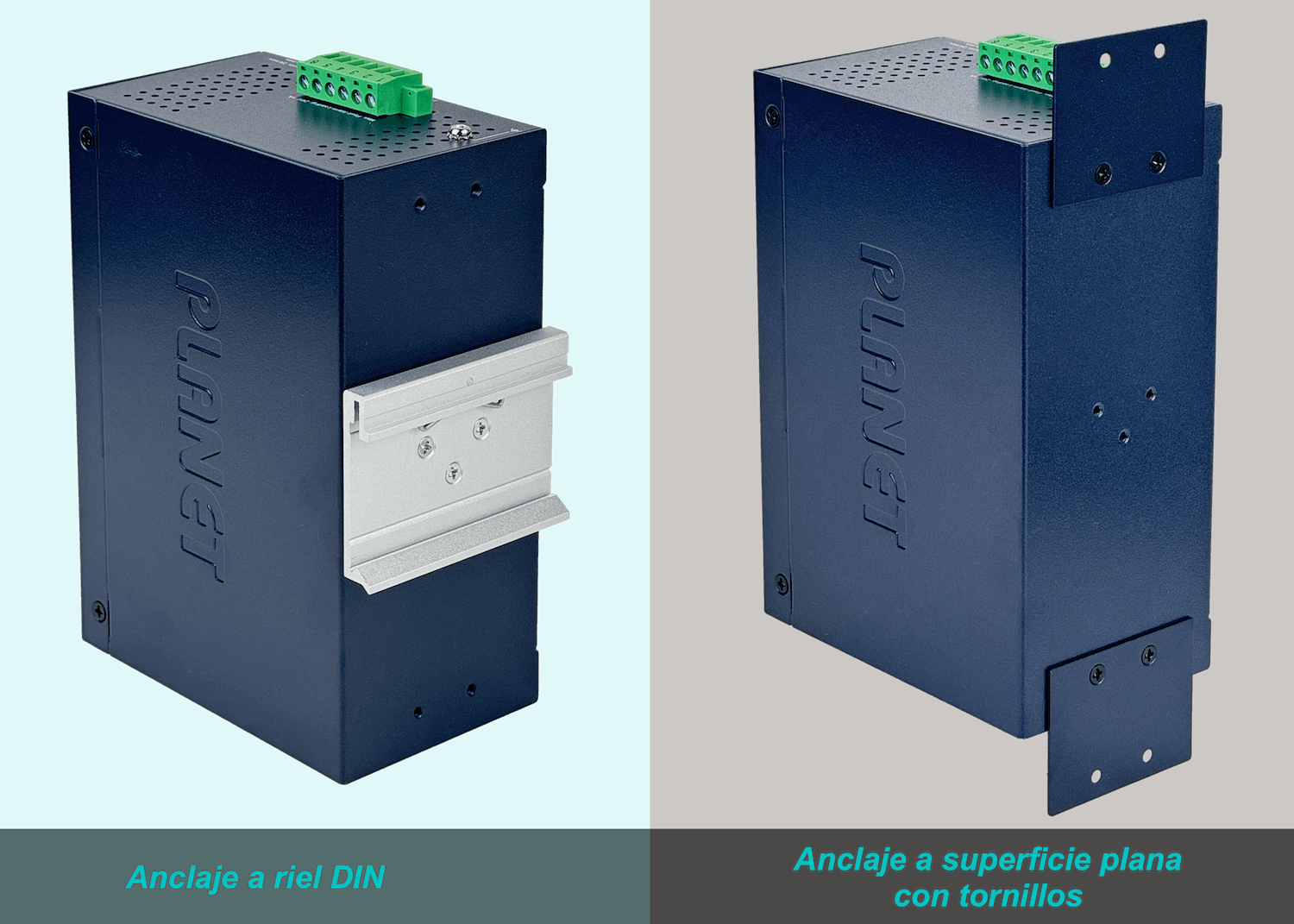 PLANET 16-100 Switch Industrial Riel-DIN no-Admin req/12-48VDC/24VAC 3
