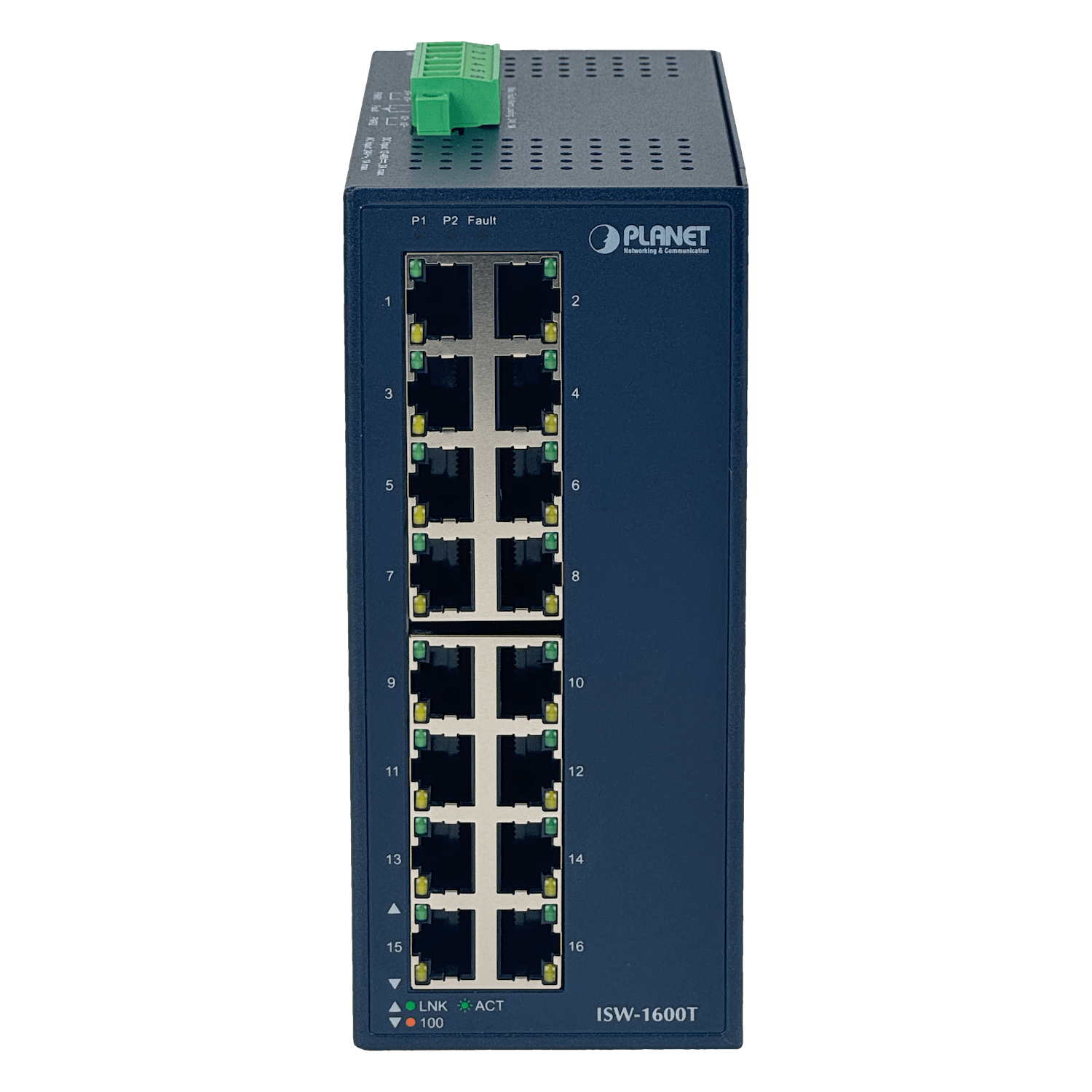 PLANET 16-100 Switch Industrial Riel-DIN no-Admin req/12-48VDC/24VAC 4