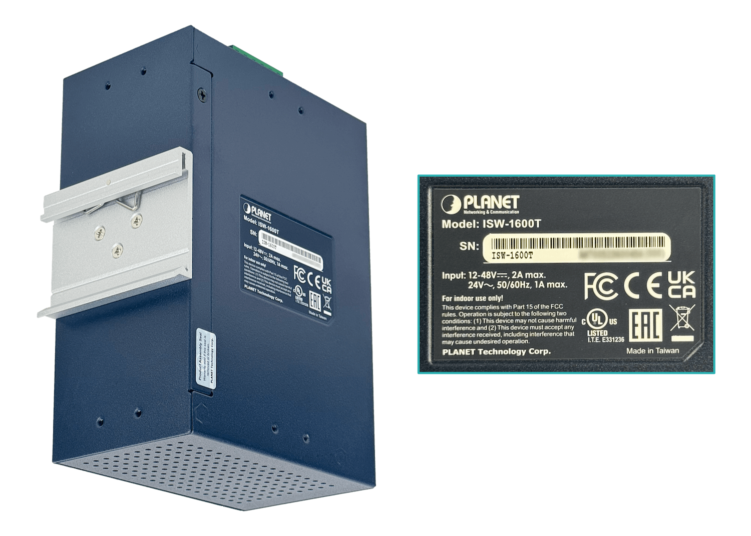 PLANET 16-100 Switch Industrial Riel-DIN no-Admin req/12-48VDC/24VAC 6