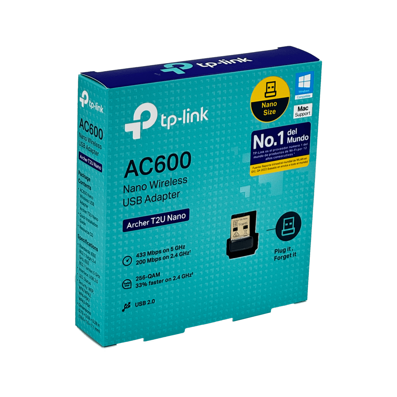 Adaptador Nano USB TP-Link Archer T2U Nano AC600 de doble banda 6