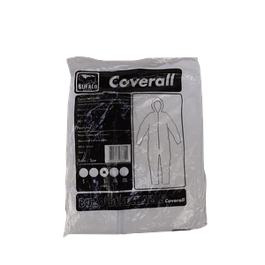 Buzo Desechable Talla L Blanco con Cierre y Gorro Polipropileno