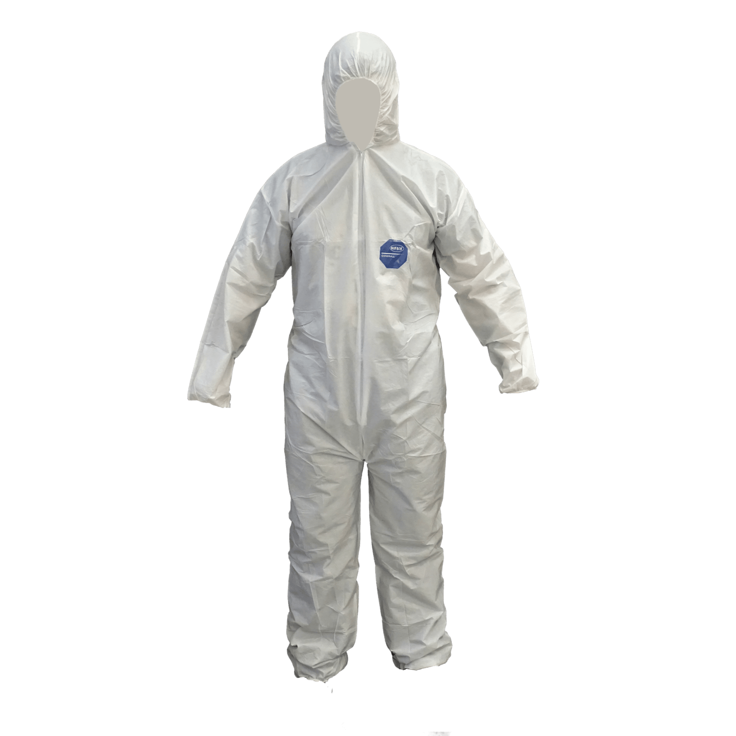 Buzo Desechable Talla XL Blanco con Cierre y Gorro Polipropileno 3