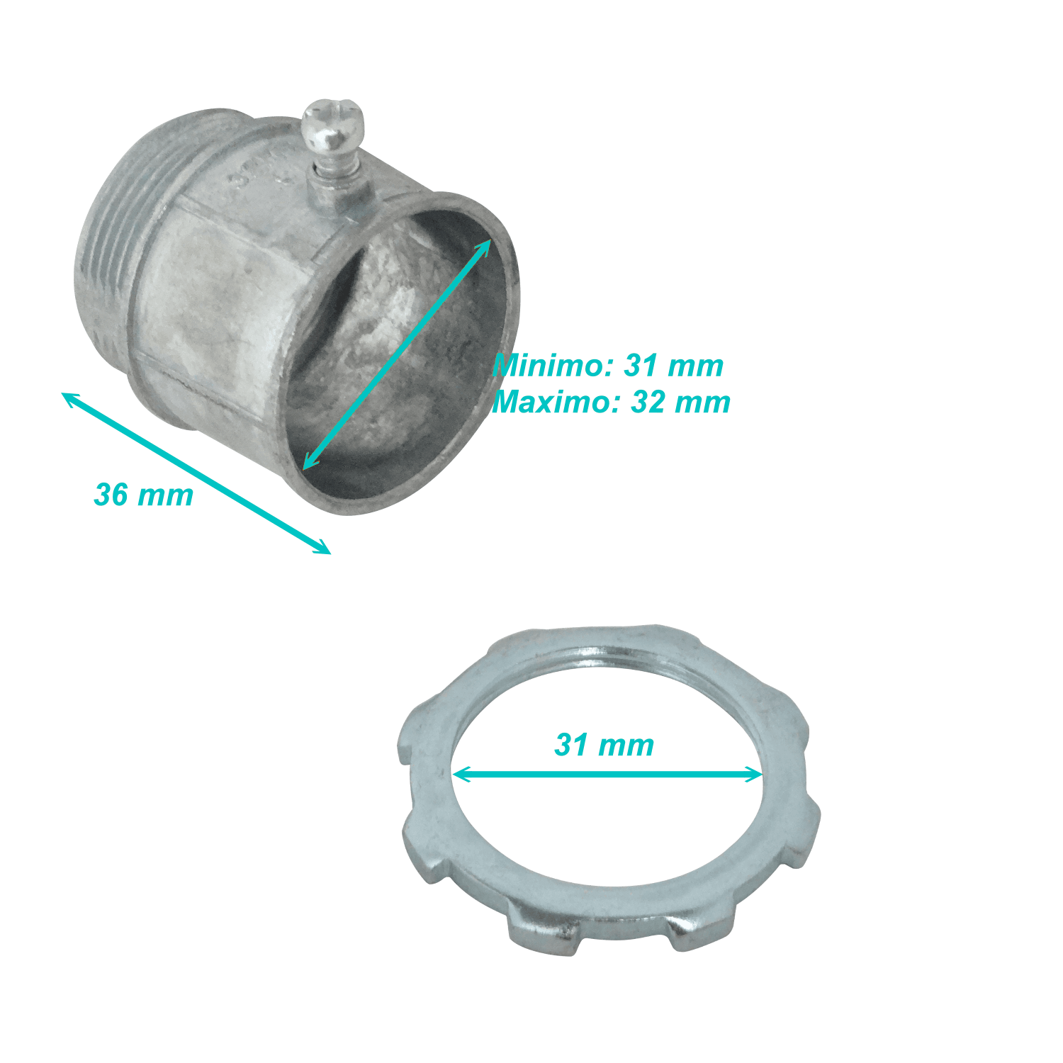 Salida de Caja con Hilo de Zinc 32mm para Conduit Metálico Rígido - LinkChip EMT32-SA 1