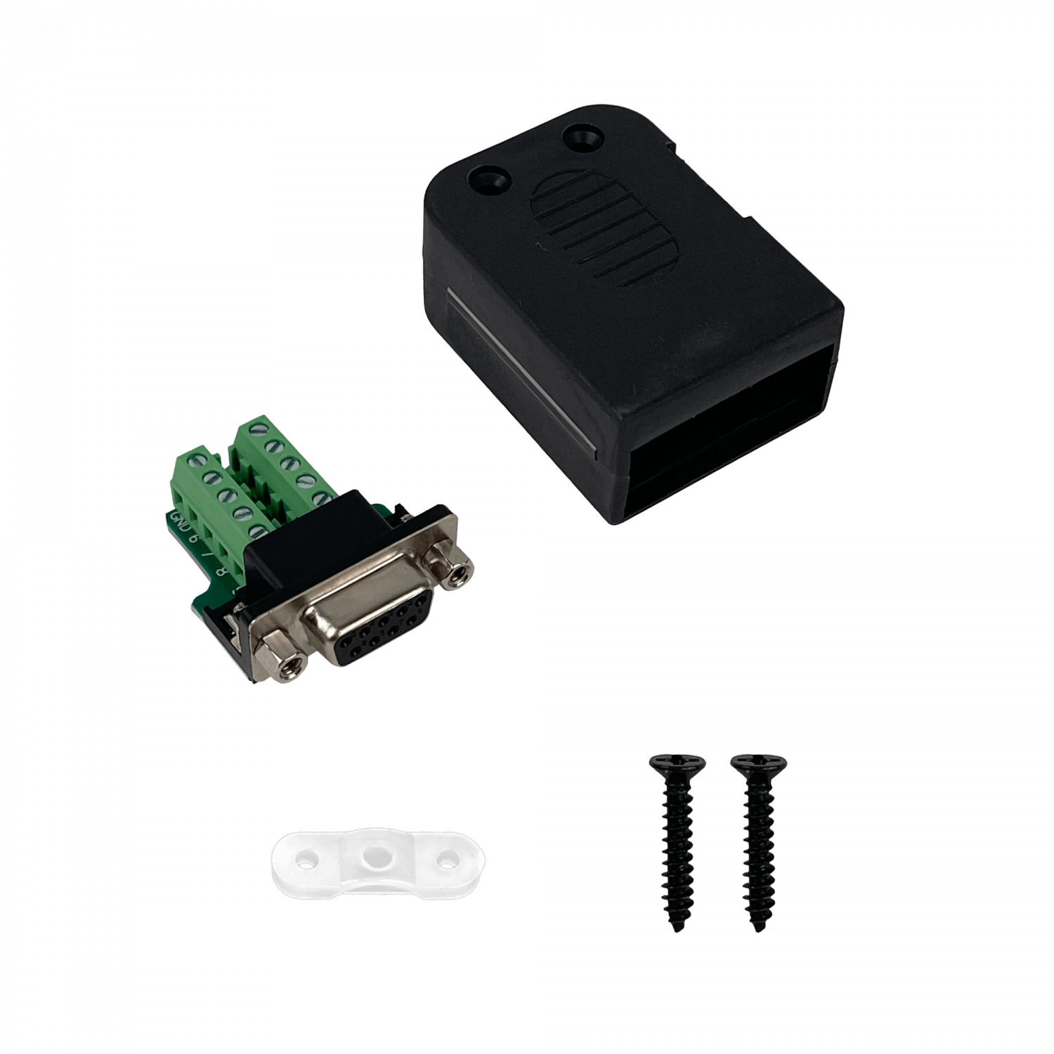 Conector Volante DB9-H DGB9F Hembra DE-09, Terminal Regleta Atornillable, con Tapa Plástica 4