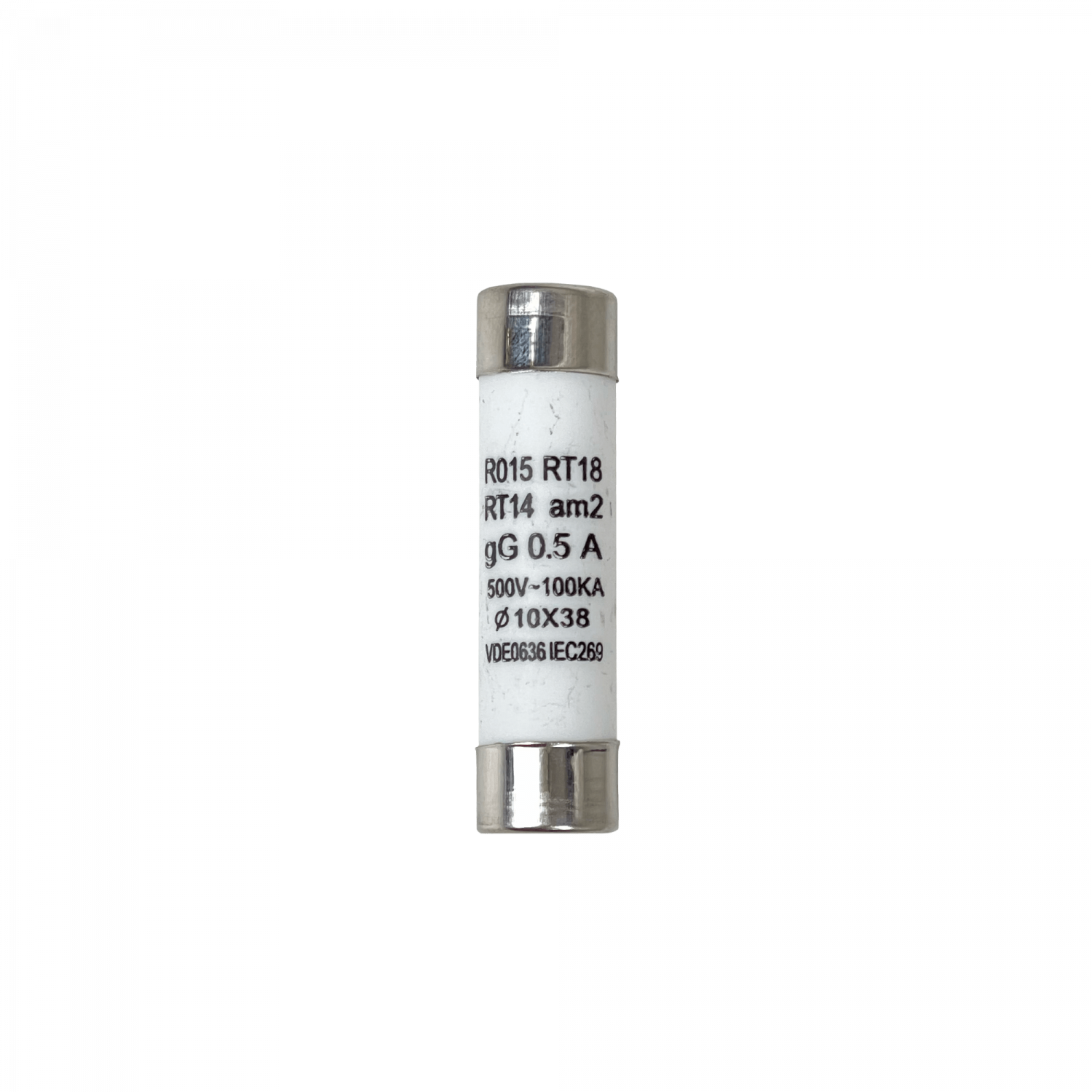 FUSE-05C. 0,5A 10x38mm2 500V 500mA Fusible Cilindrico 36mm-Larg 9,5mm-Diamet 0.5 1