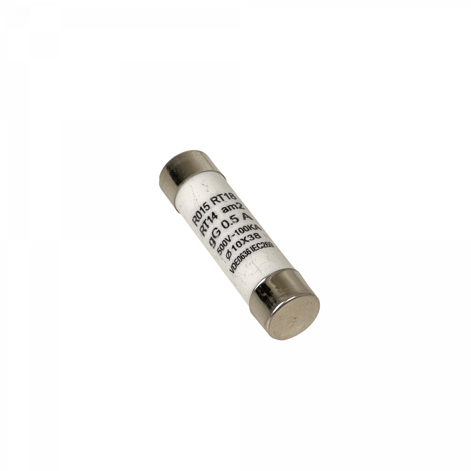 FUSE-05C. 0,5A 10x38mm2 500V 500mA Fusible Cilindrico 36mm-Larg 9,5mm-Diamet 0.5 2