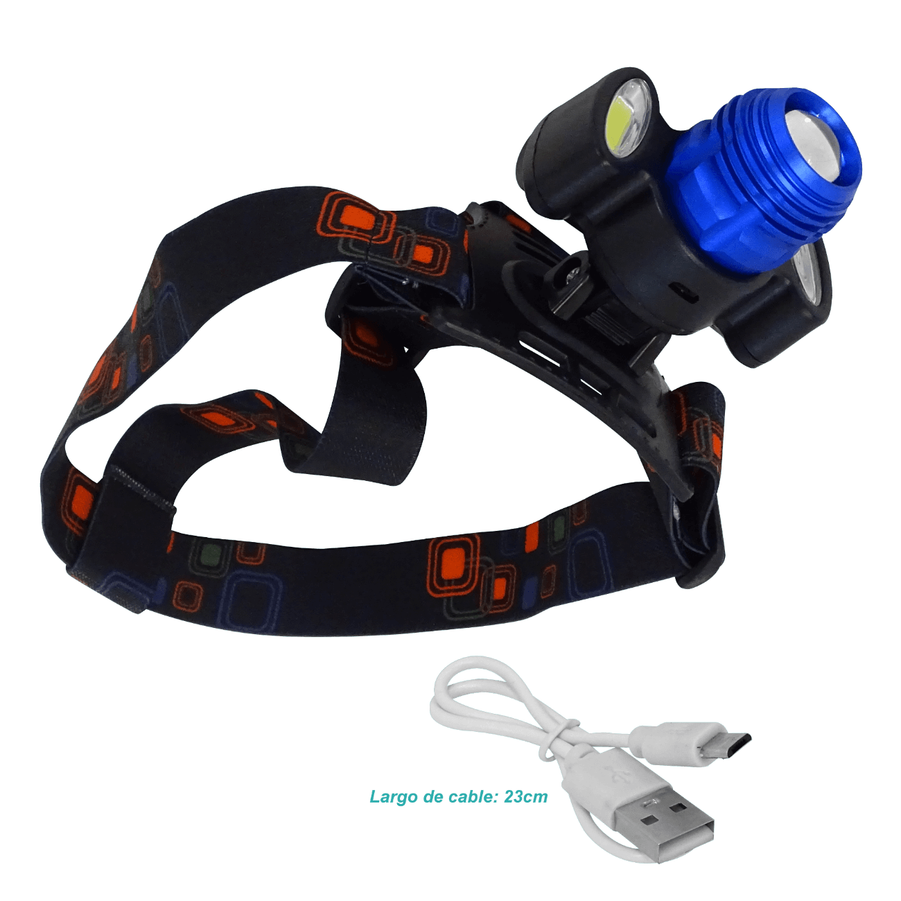 Linterna 3-LED Cintillo p/Cabeza pila interna de Litio Recargable 4