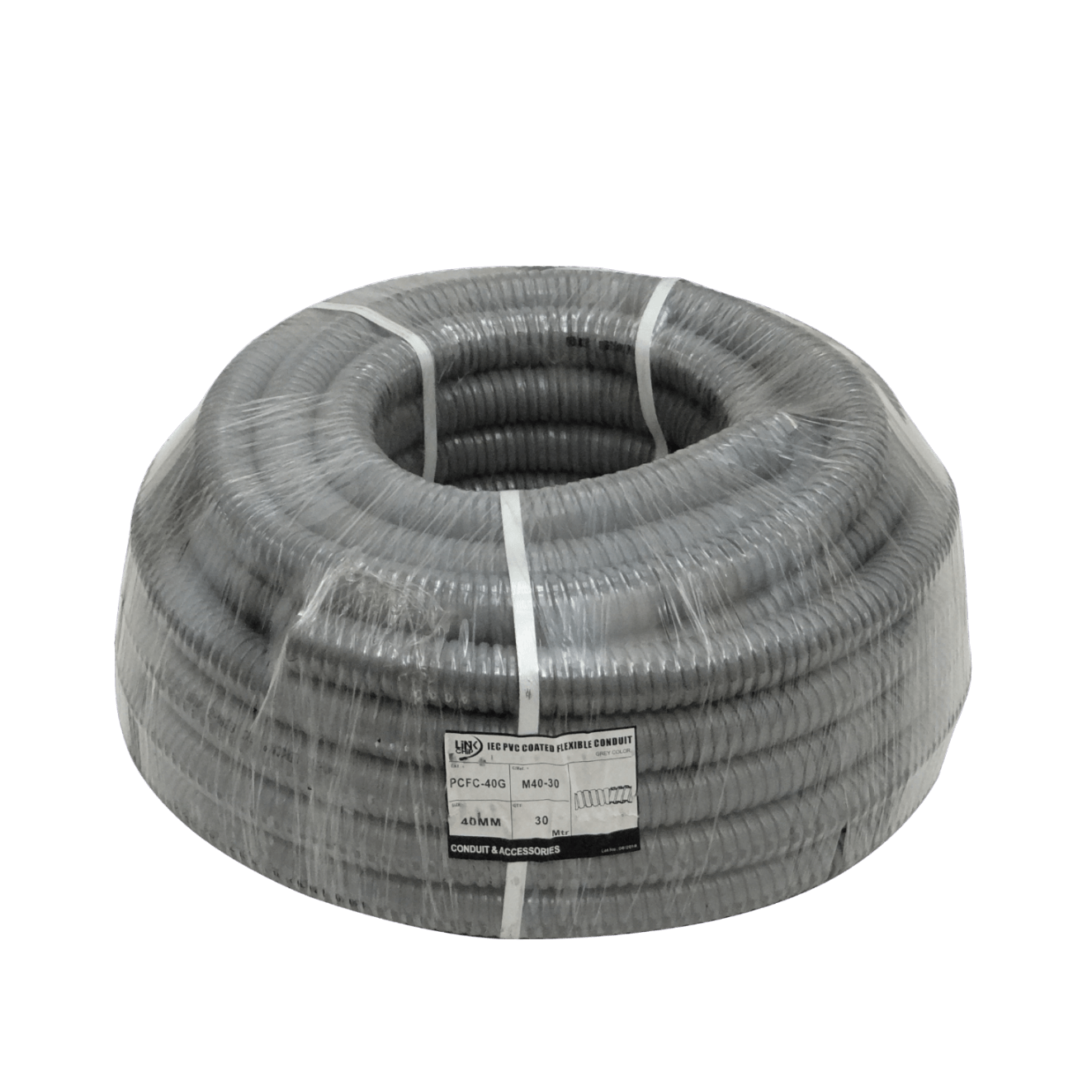 Rollo de 30m, Conduit Flexible Metálico Cubierto en PVC, 40mm (1-1/4