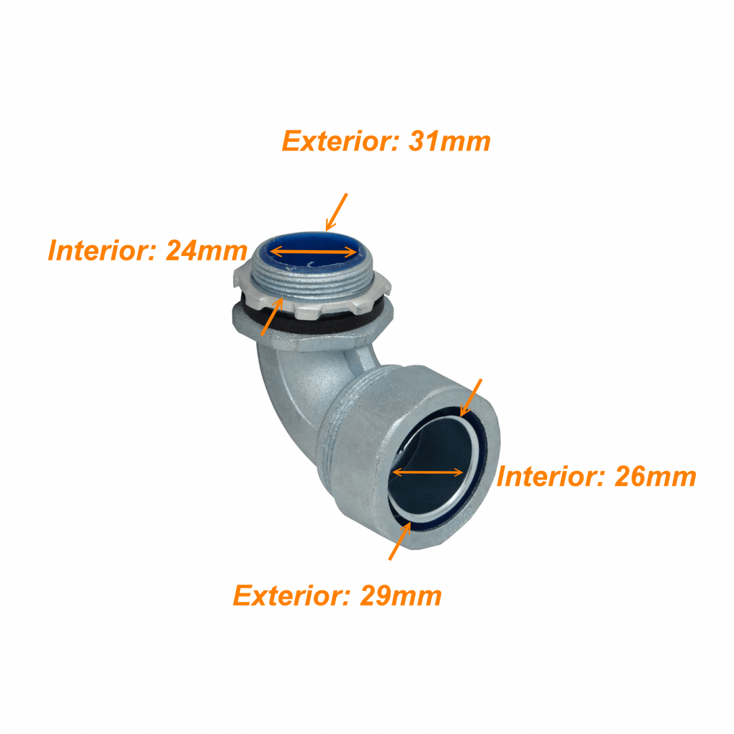 Metalico 32mm Codo Prensa Estopa para Flexible Aislacion IP65 1