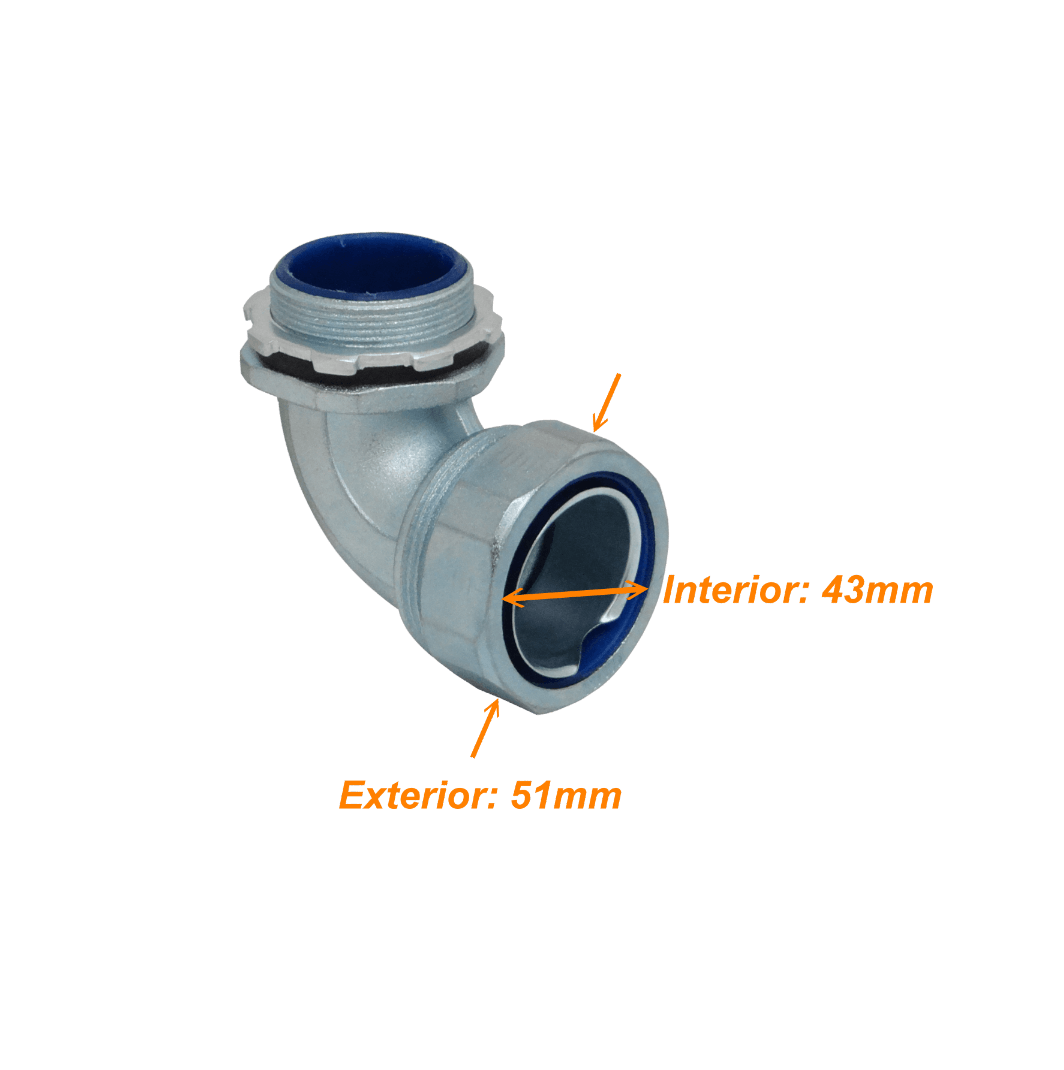 Metalico 40mm Codo Prensa Estopa para Flexible Aislacion IP65 1