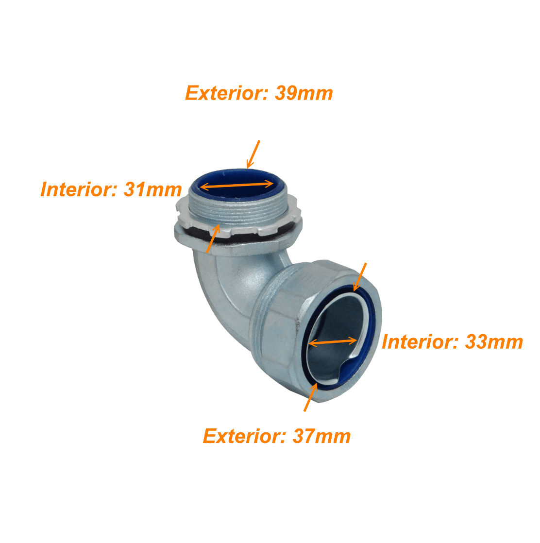 Metalico 40mm Codo Prensa Estopa para Flexible Aislacion IP65 3