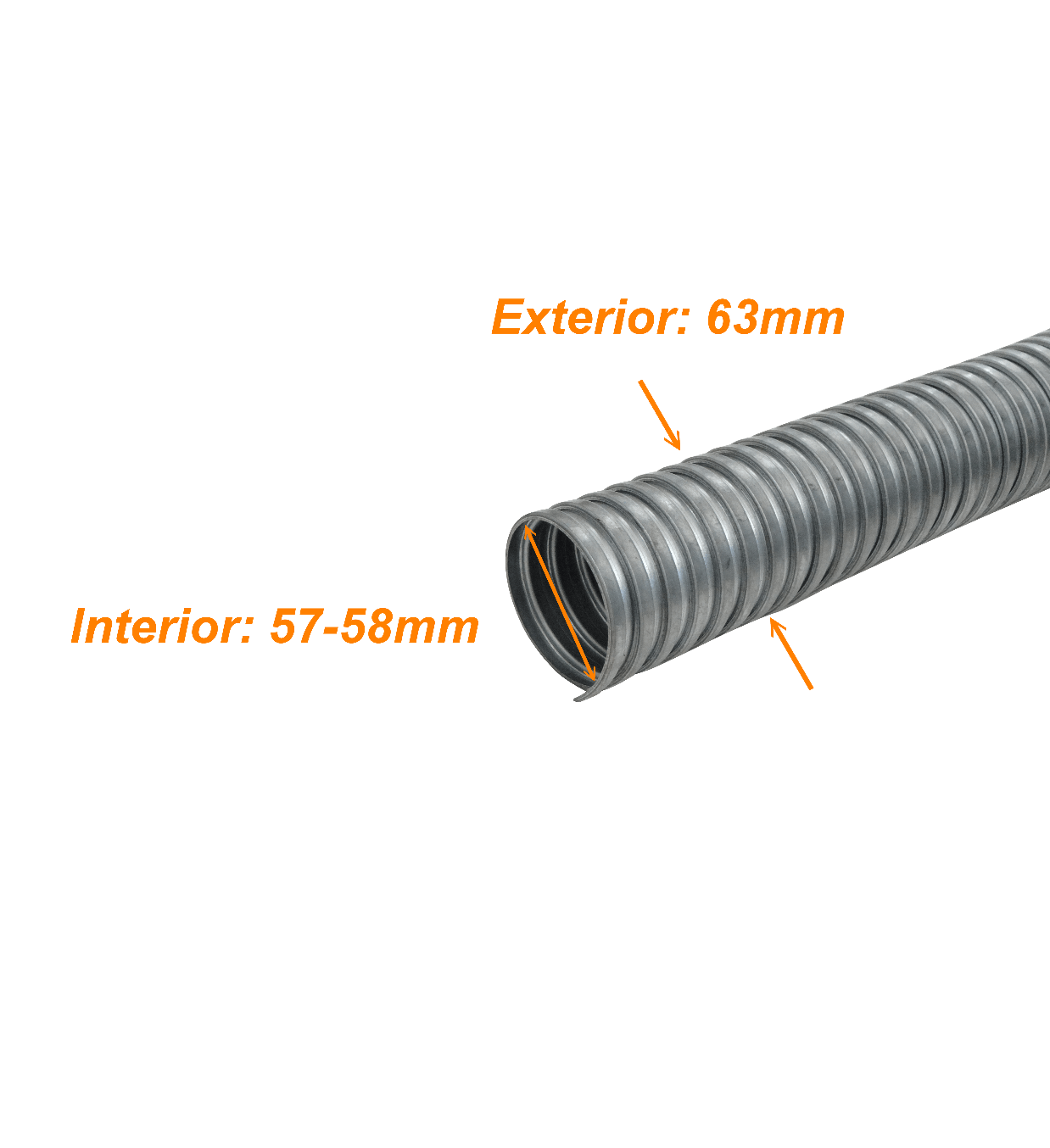 Solo-Metal 63mm Rollo-20mts Conduit Flexible Diametros ext/int 63/57mm 1