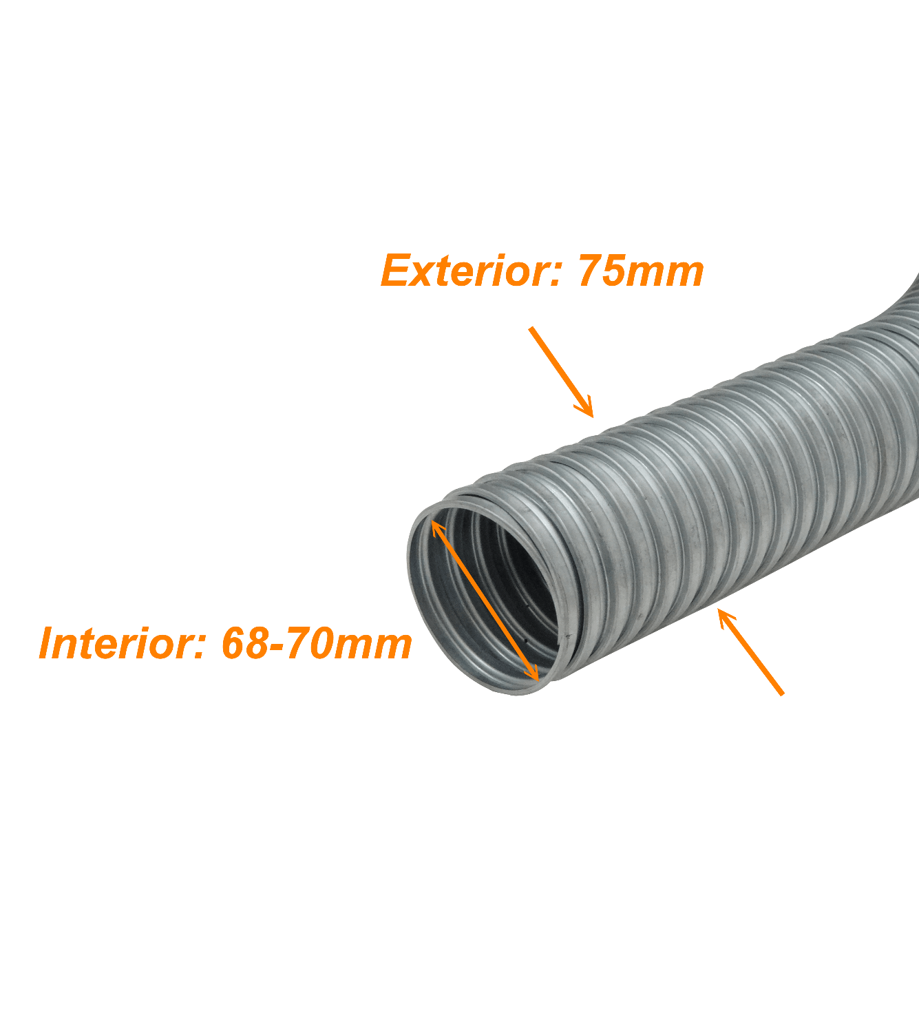 Solo-Metal 75mm Rollo-20mts Conduit Flexible Diametros ext/int 75/69mm 1