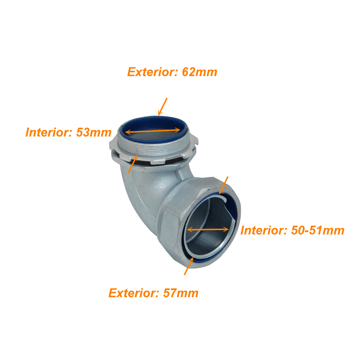Metalico 63mm Codo Prensa Estopa para Flexible Aislacion IP65 1
