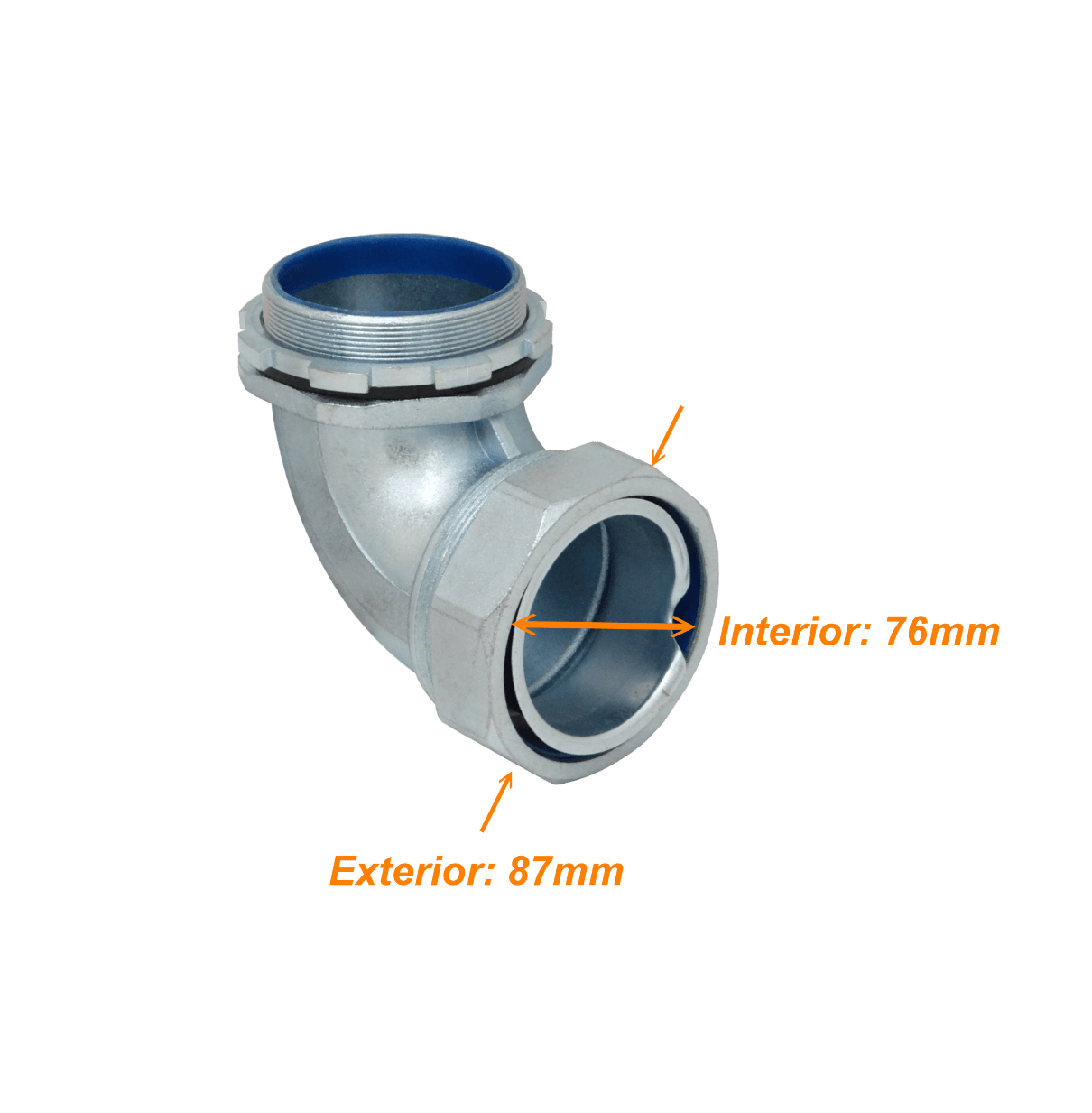 Metalico 75mm Codo Prensa Estopa para Flexible Aislacion IP65 1