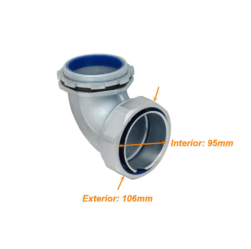 Metalico 90mm Codo Prensa Estopa para Flexible Aislacion IP65 1