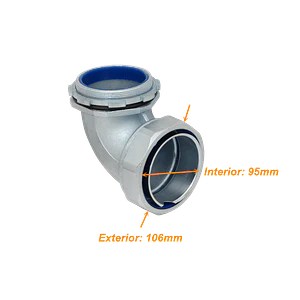 Metalico 90mm Codo Prensa Estopa para Flexible Aislacion IP65