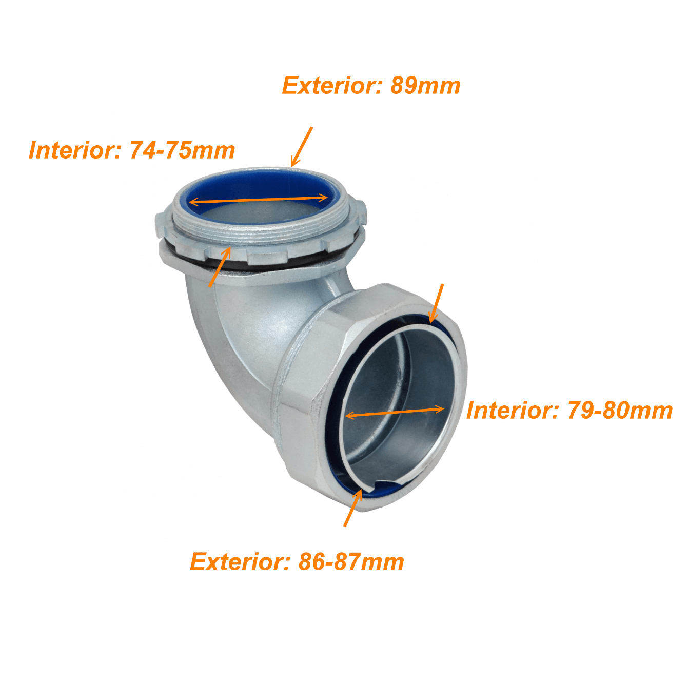 Metalico 90mm Codo Prensa Estopa para Flexible Aislacion IP65 3