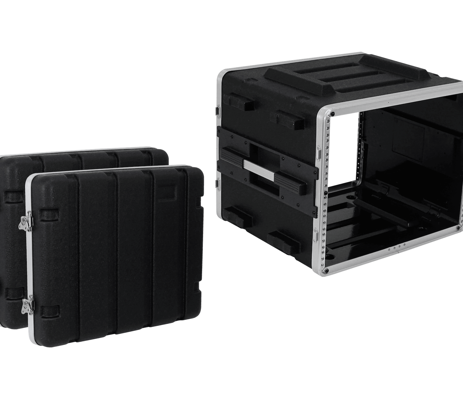 Rack Portátil de Plástico 8U, 42cm Fondo, 2 Tapas, Para Exteriores, Negro 1